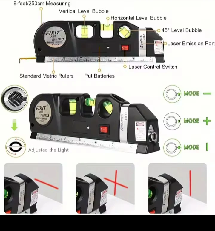 FIXIT Laser Levelpro 3 Measuring Equipment with Tape Measure - photo 2
