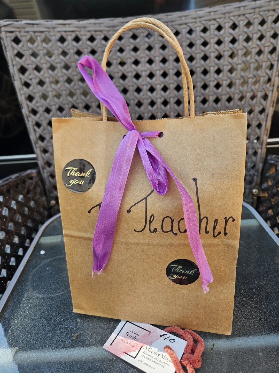 Teacher Gift Bag with Stemless Wine Glass - photo 2