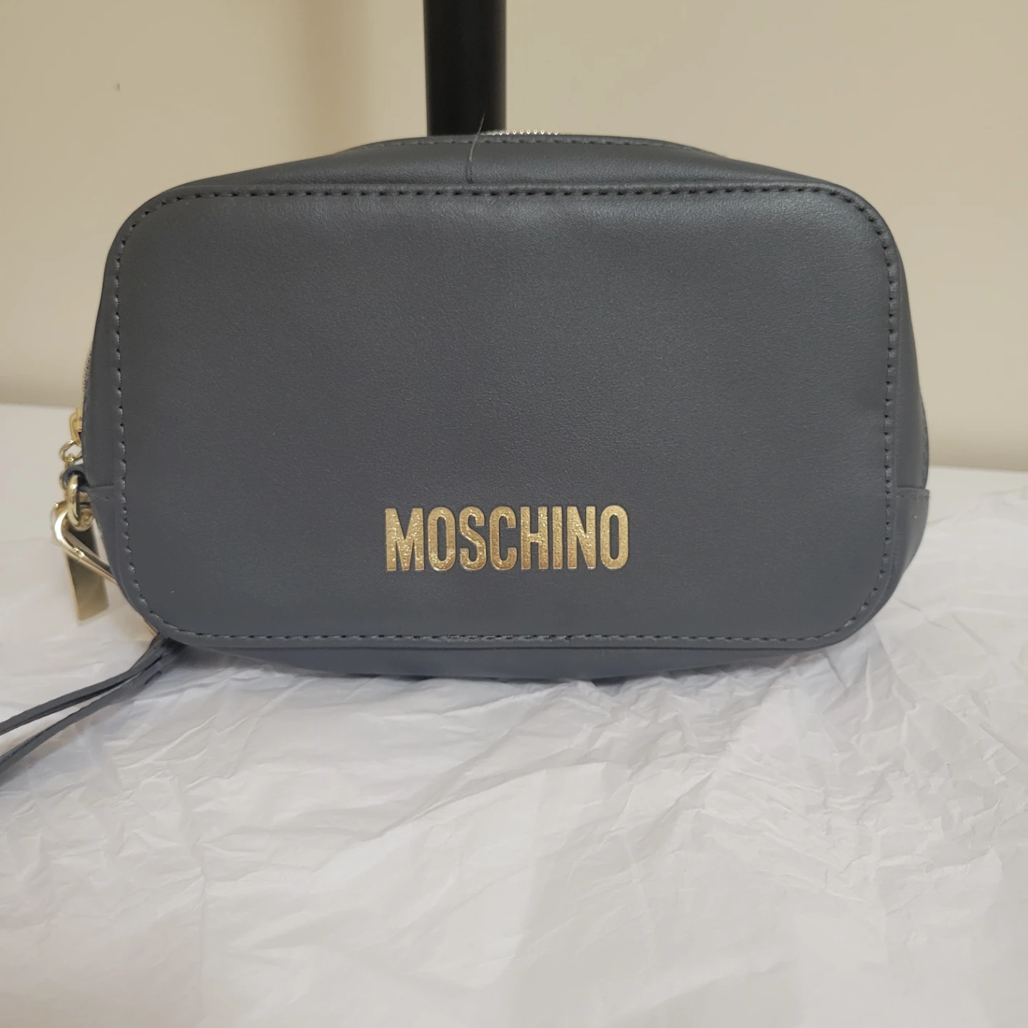 Moschino Grey Pouch with Gold Logo