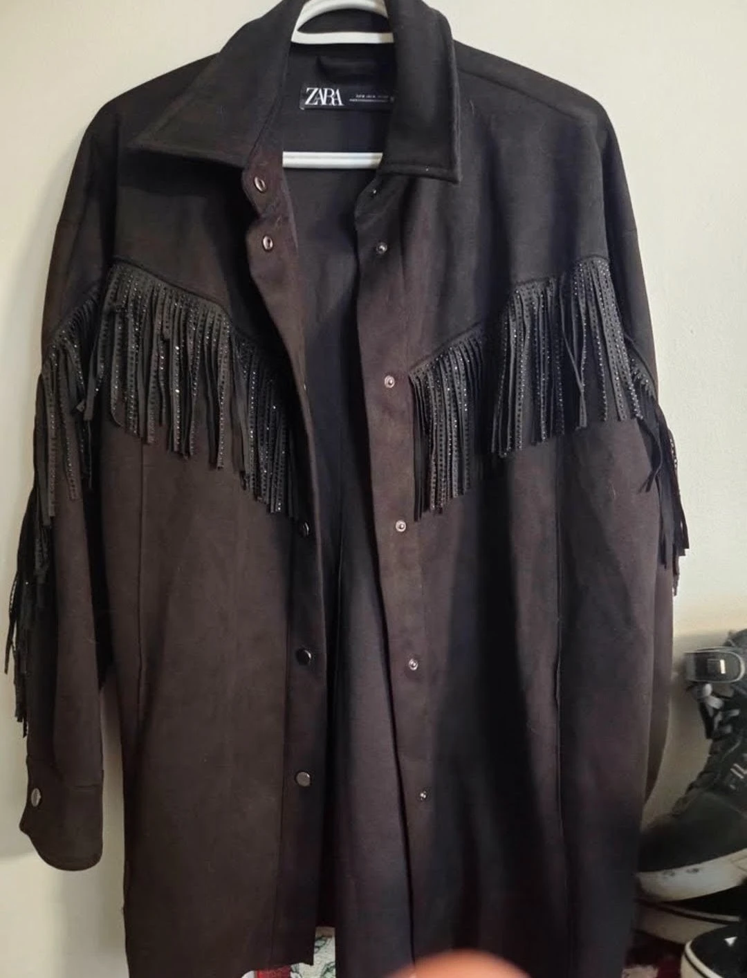 ZARA Black Suede Fringe Jacket