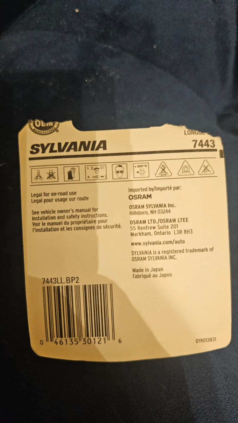 Sylvania Long Life 7443 Automotive Light Bulbs - 2 Pack