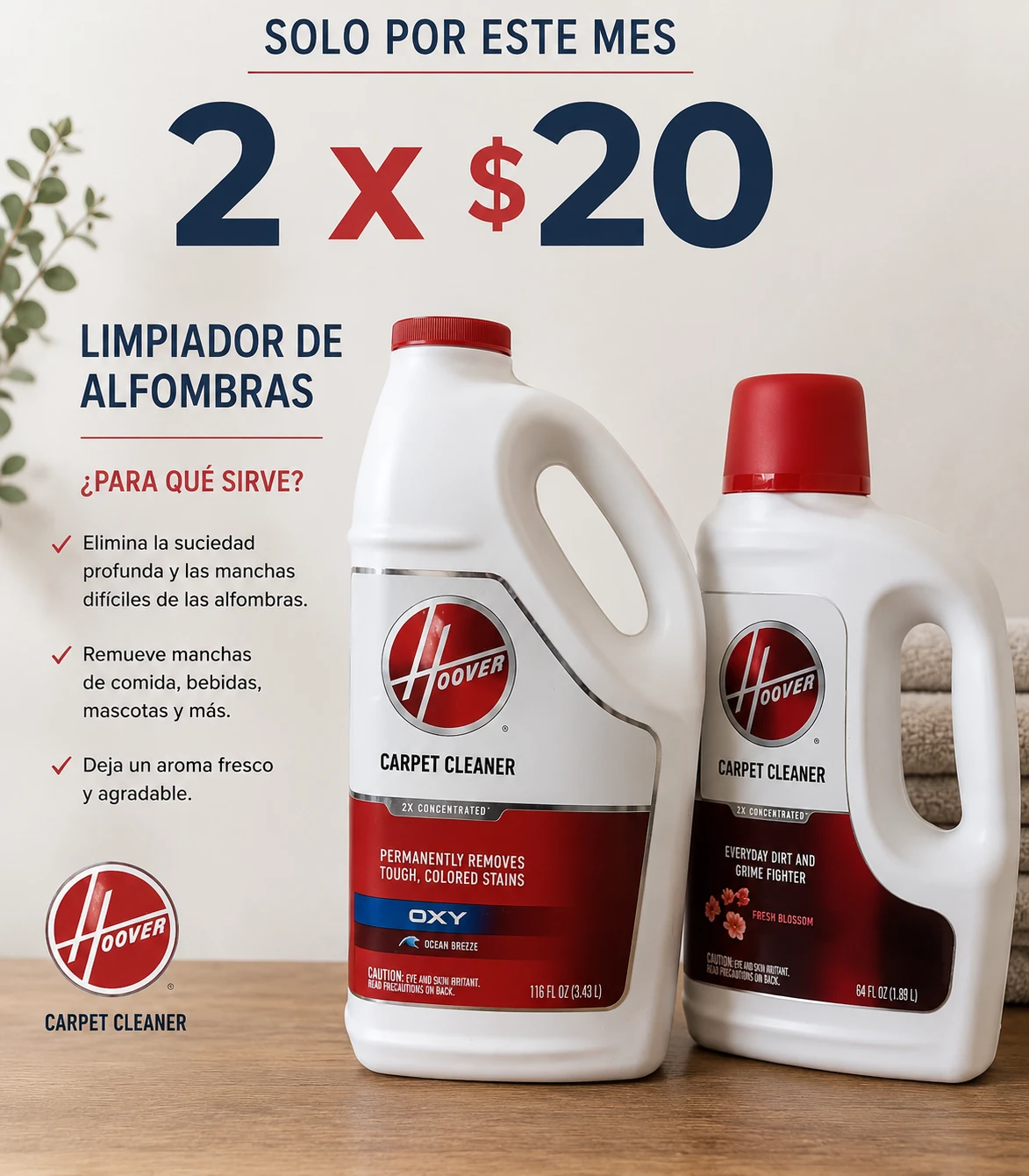 Hoover Carpet Cleaner - Ocean Breeze & Fresh Blossom