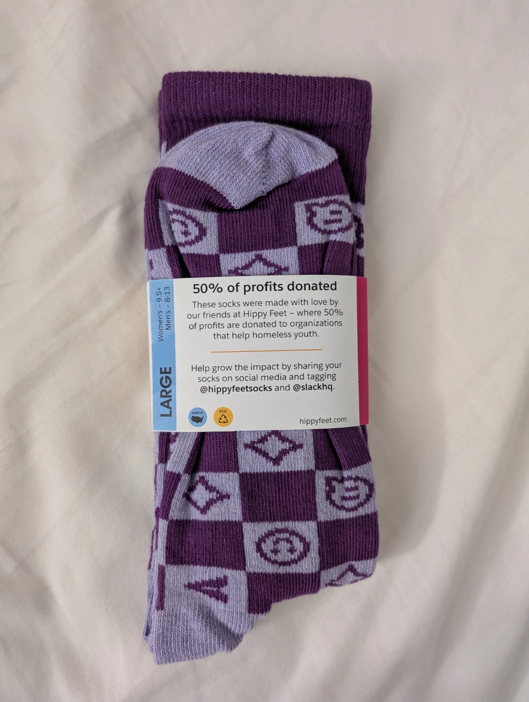 Brand New Happy Feet Slack Socks Large Purple Checkered - photo 2