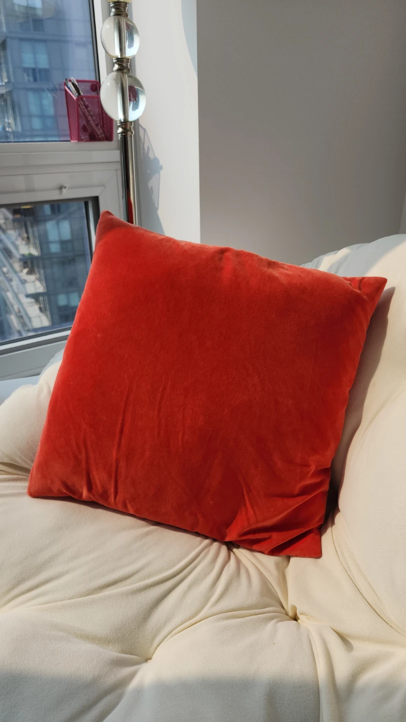 IKEA SANELA 20x20 Velvet Cushion & Cover - Orange