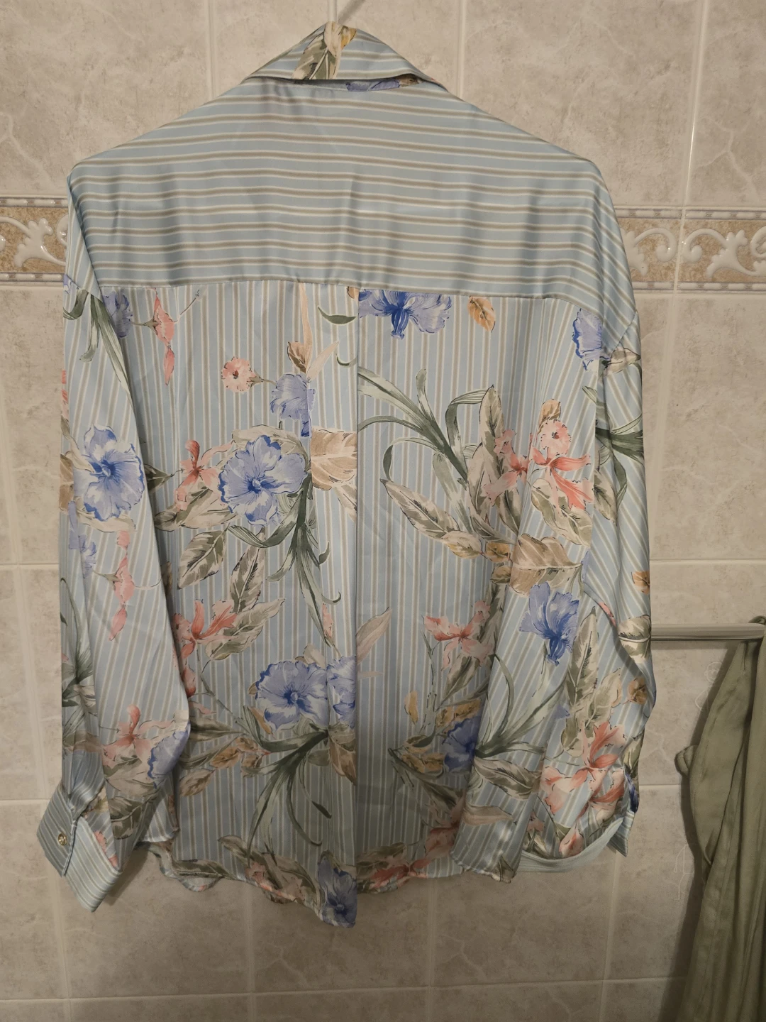 ZARA Women's Floral Striped Button-Up Shirt - Size L - photo 2