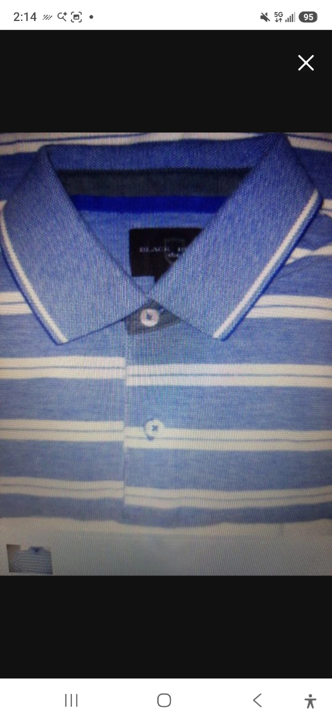 Black Label Polo Shirt - Blue/ White Stripe, M/ L 16.5 NECK, NEW