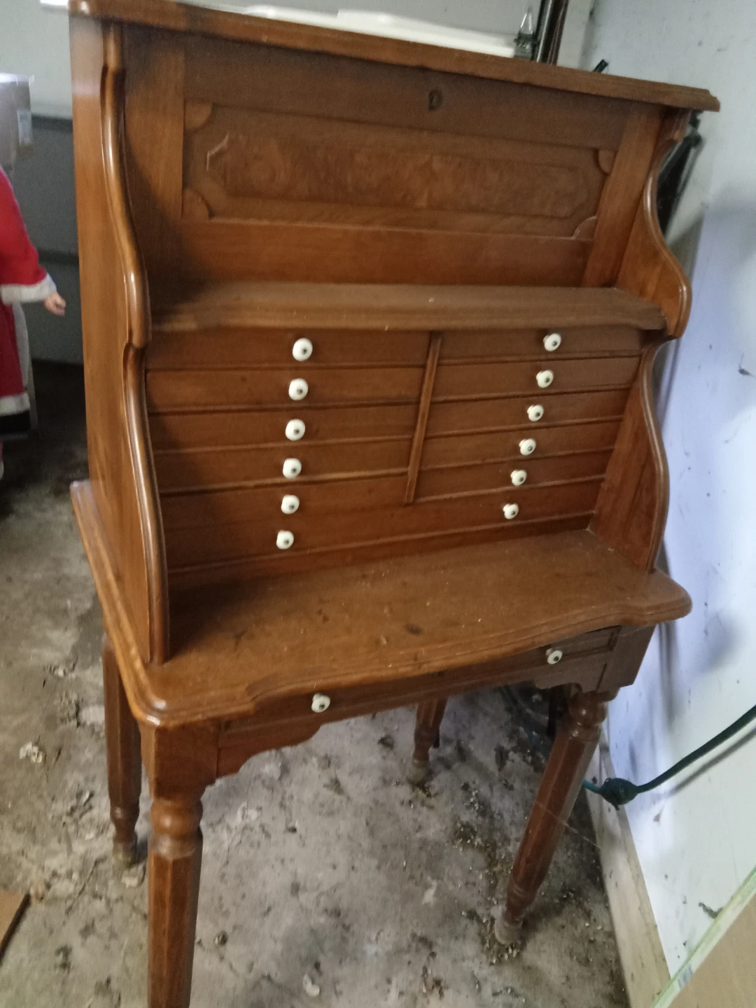 Antique wooden desk with drawers