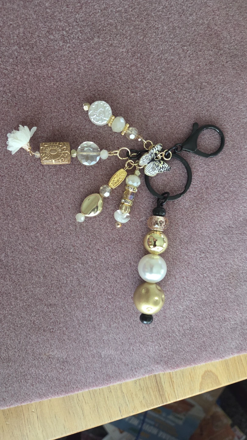 Beaded Keychain with Butterfly Charm