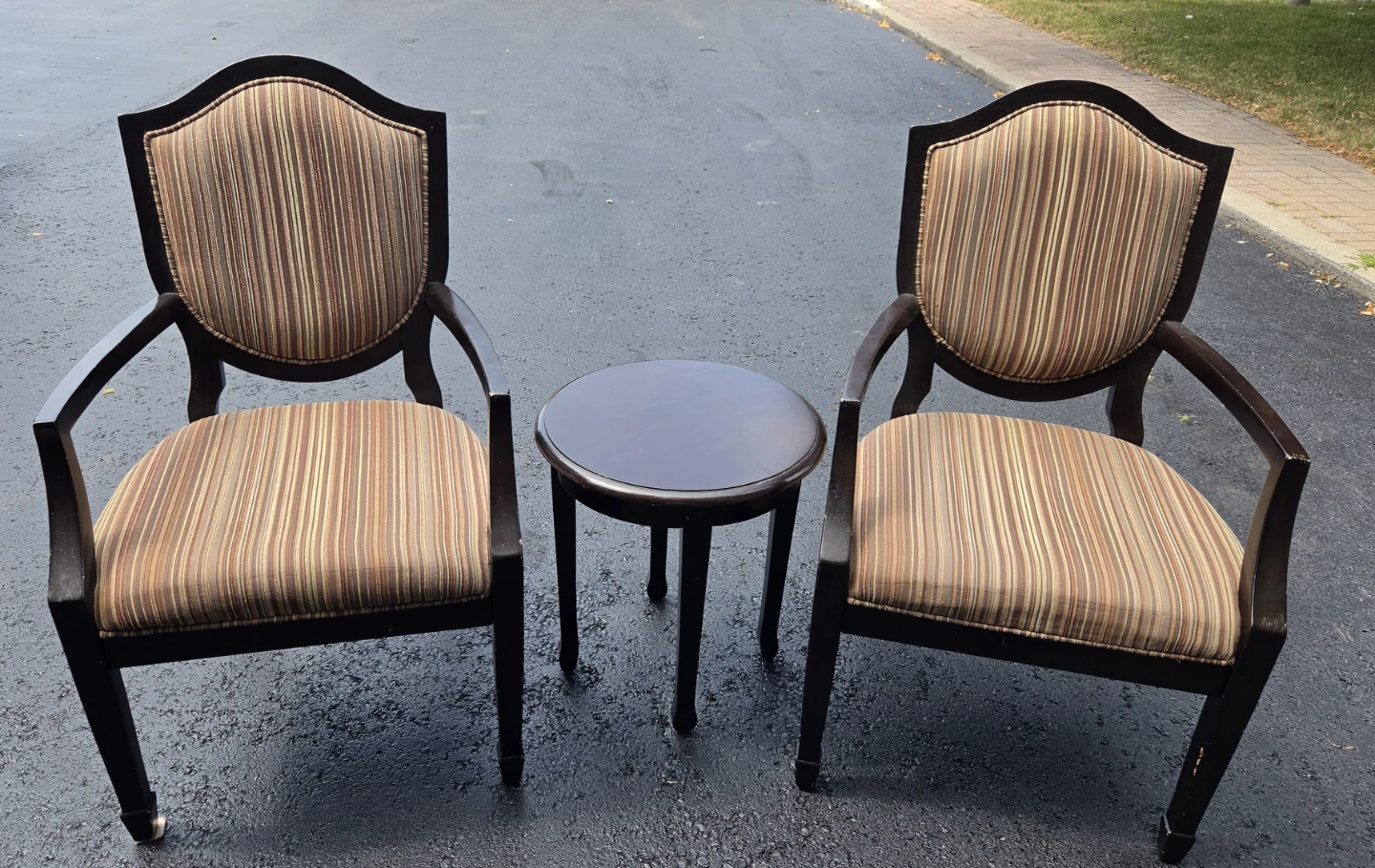 Striped Upholstered Armchair