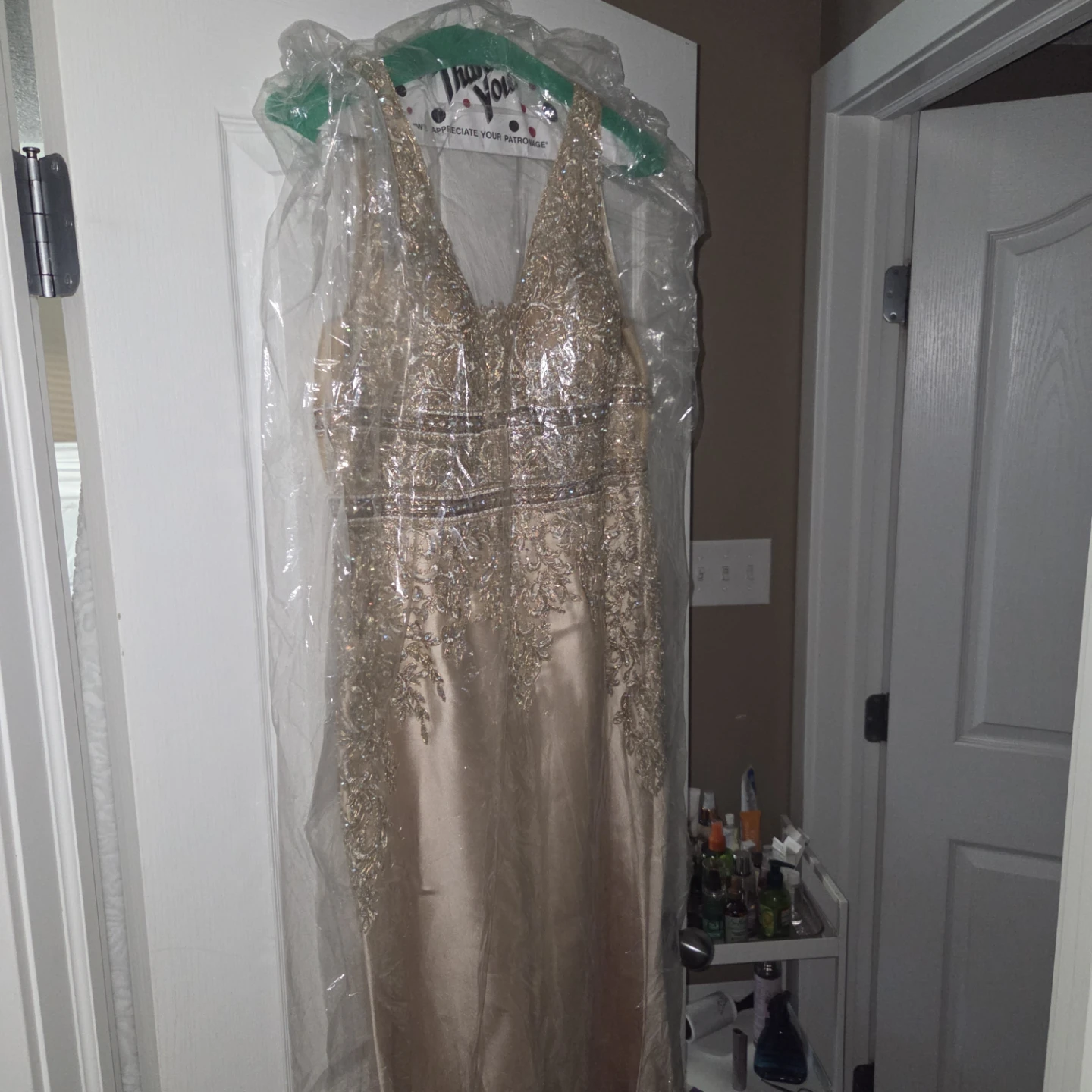 Gold Embellished Halter Neck Prom Dress - photo 2