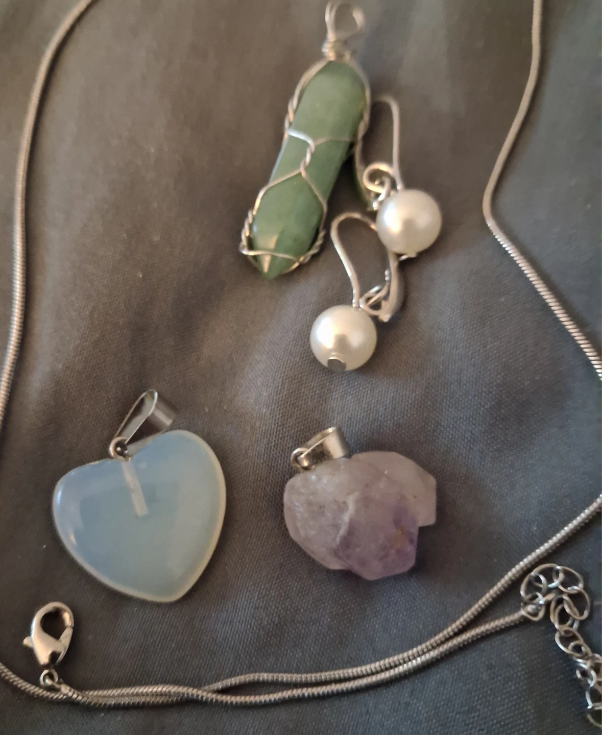 Sterling Silver Necklace with Pendant and Earrings Set - photo 2