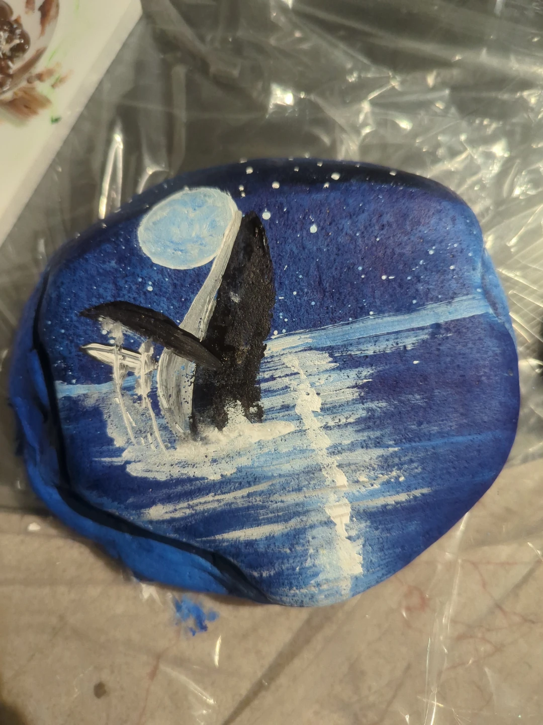 Painted acrylic Rock 🪨 - photo 2