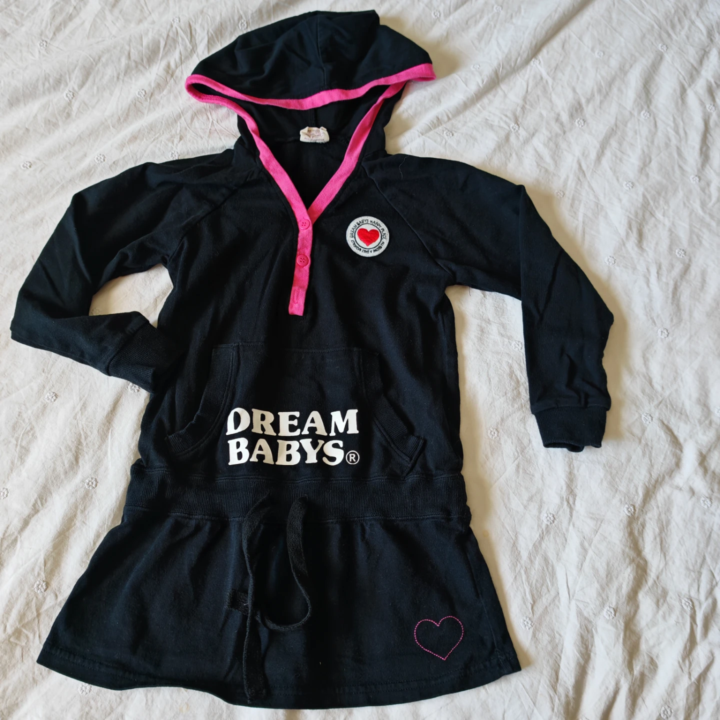 Japan brand Dream Babys Hooded Dress - Black Pink - Size 110 - photo 2
