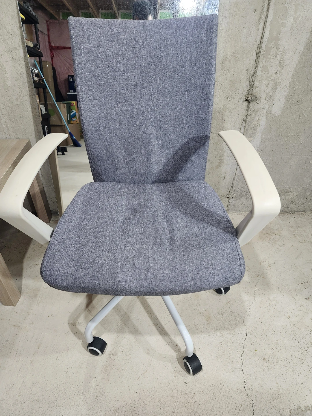 Grey Office Chair with White Arms