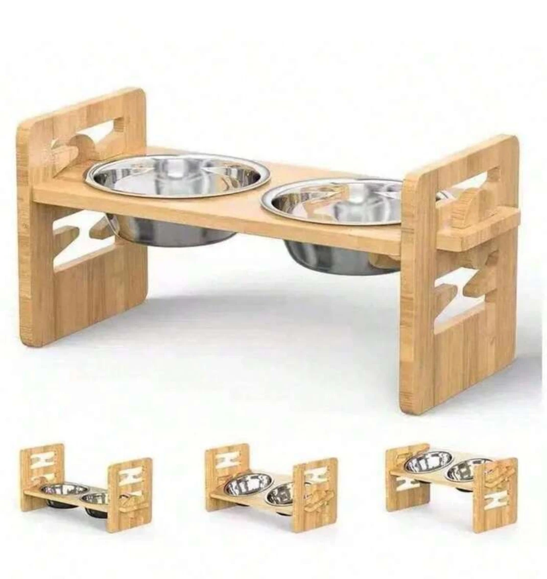 Wooden Elevated Pet Bowl Feeder - photo 2