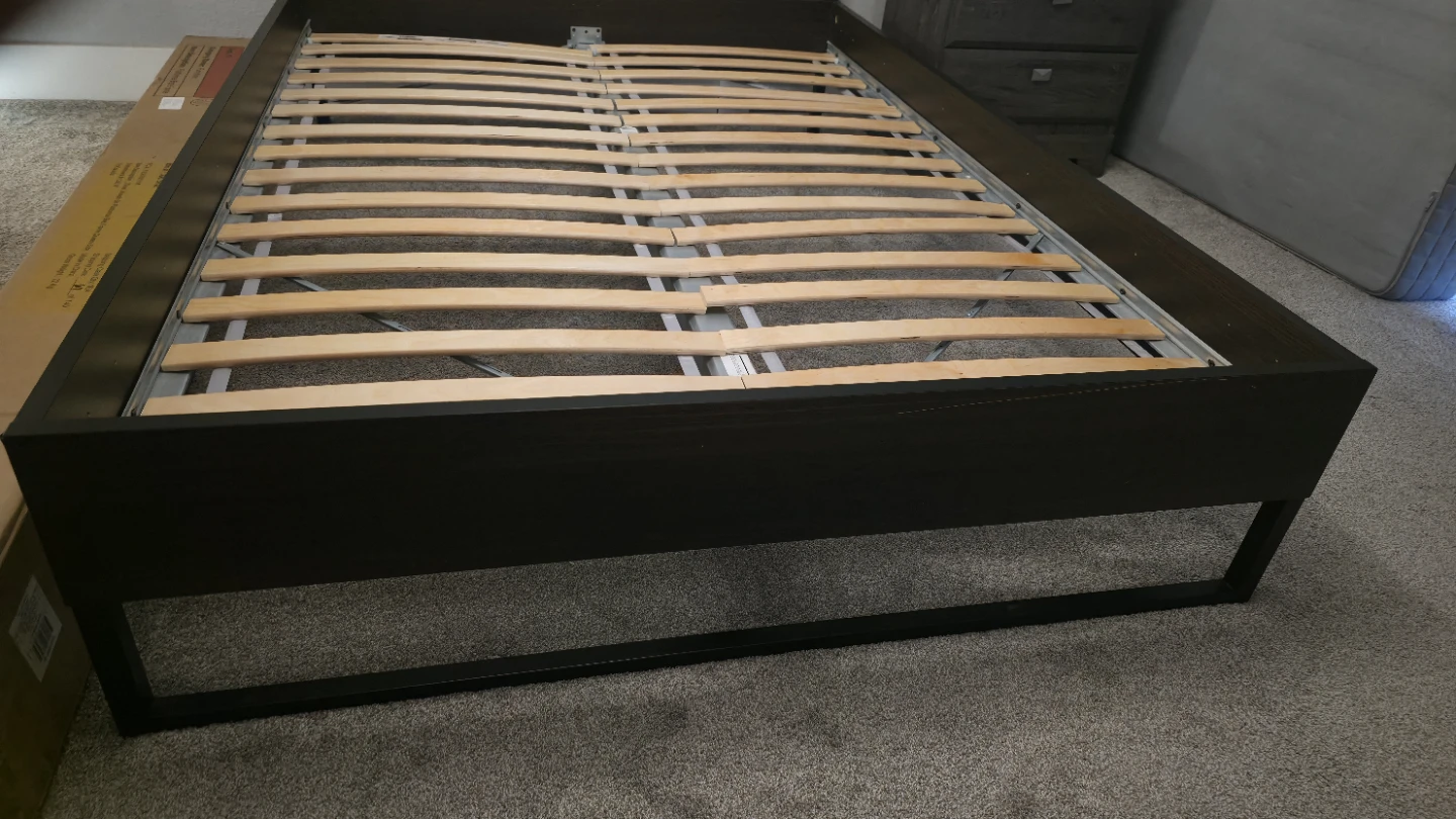 Dark Brown Bed Frame with Slats(Double)