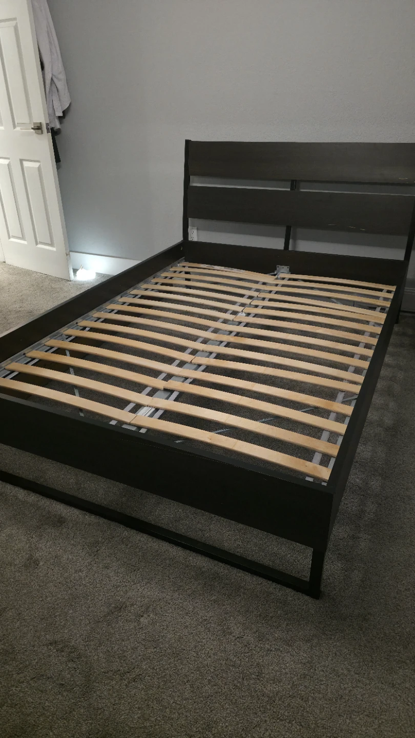 Dark Brown Bed Frame with Slats(Double) - photo 2
