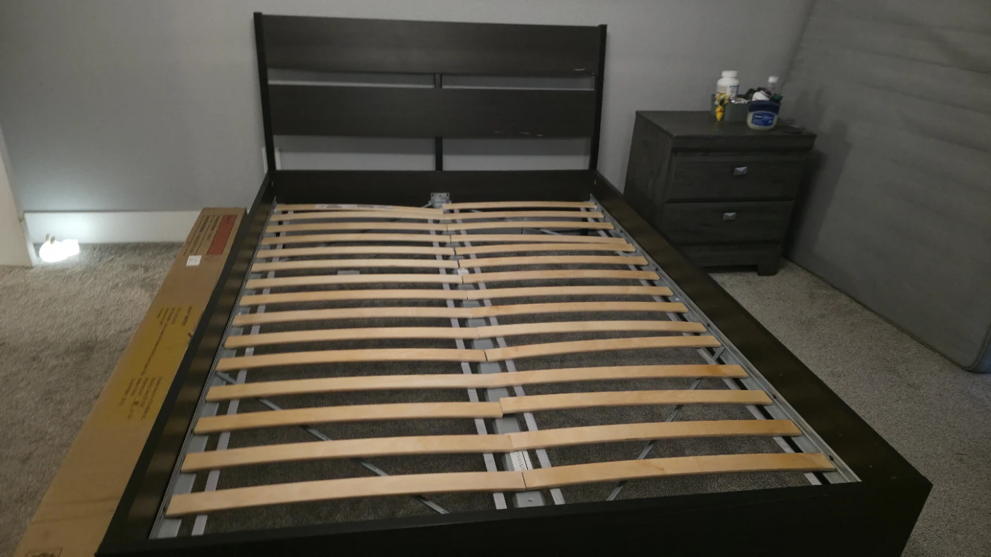 Dark Brown Bed Frame with Slats(Double) - photo 3
