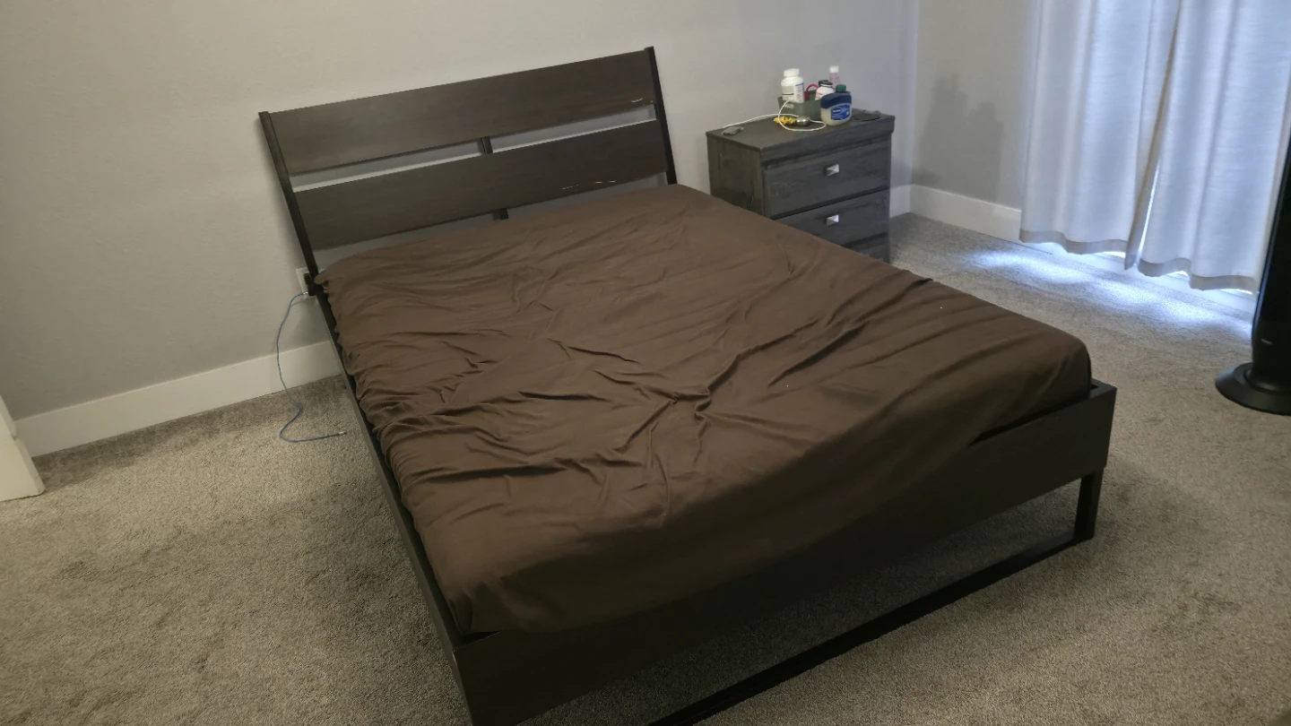 Dark Brown Bed Frame with Slats(Double) - photo 5