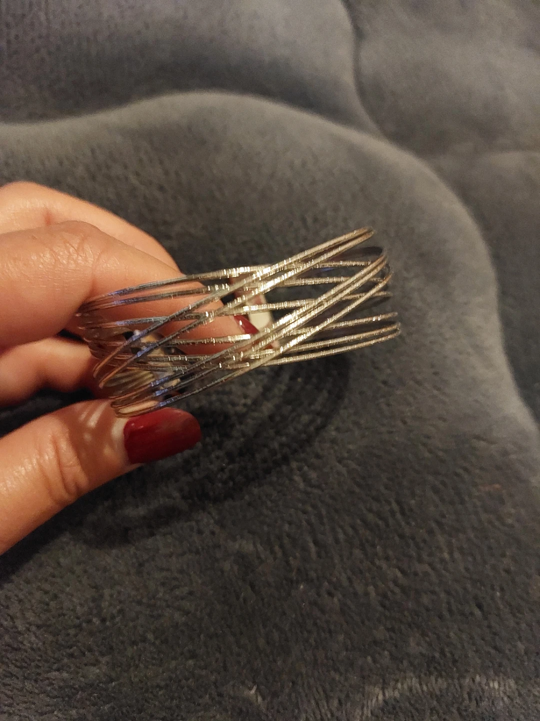 Silver Tone Wire Bangle Bracelet - photo 2