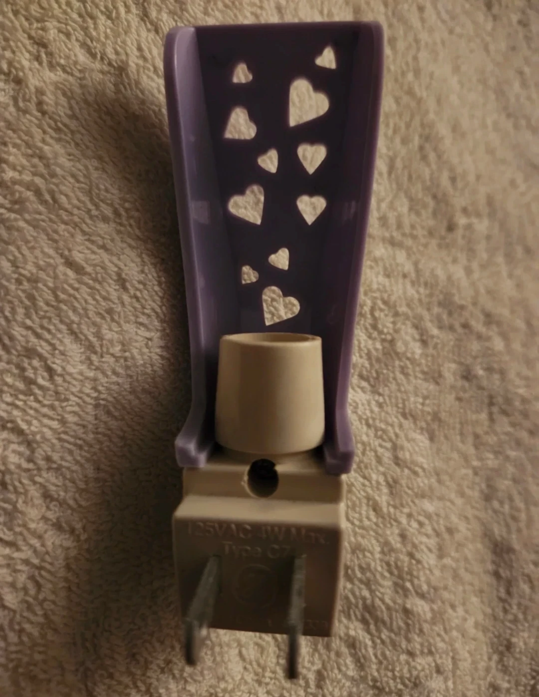 HEARTS NEW NIGHT LIGHT, PURPLE WHITE PLUG IN - photo 2
