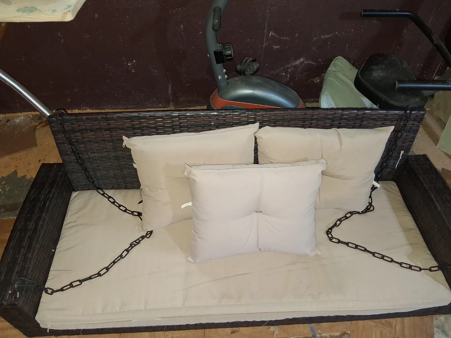 Wicker Outdoor Swing Loveseat with Cushions