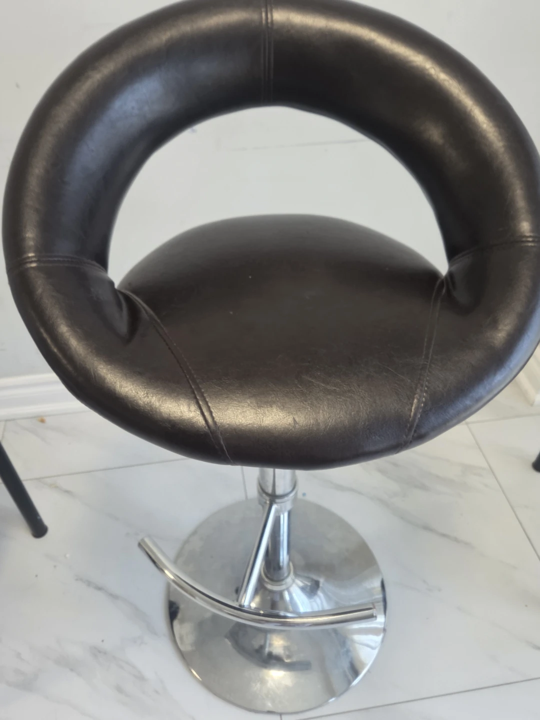 Adjustable Brown Faux Leather Bar Stool