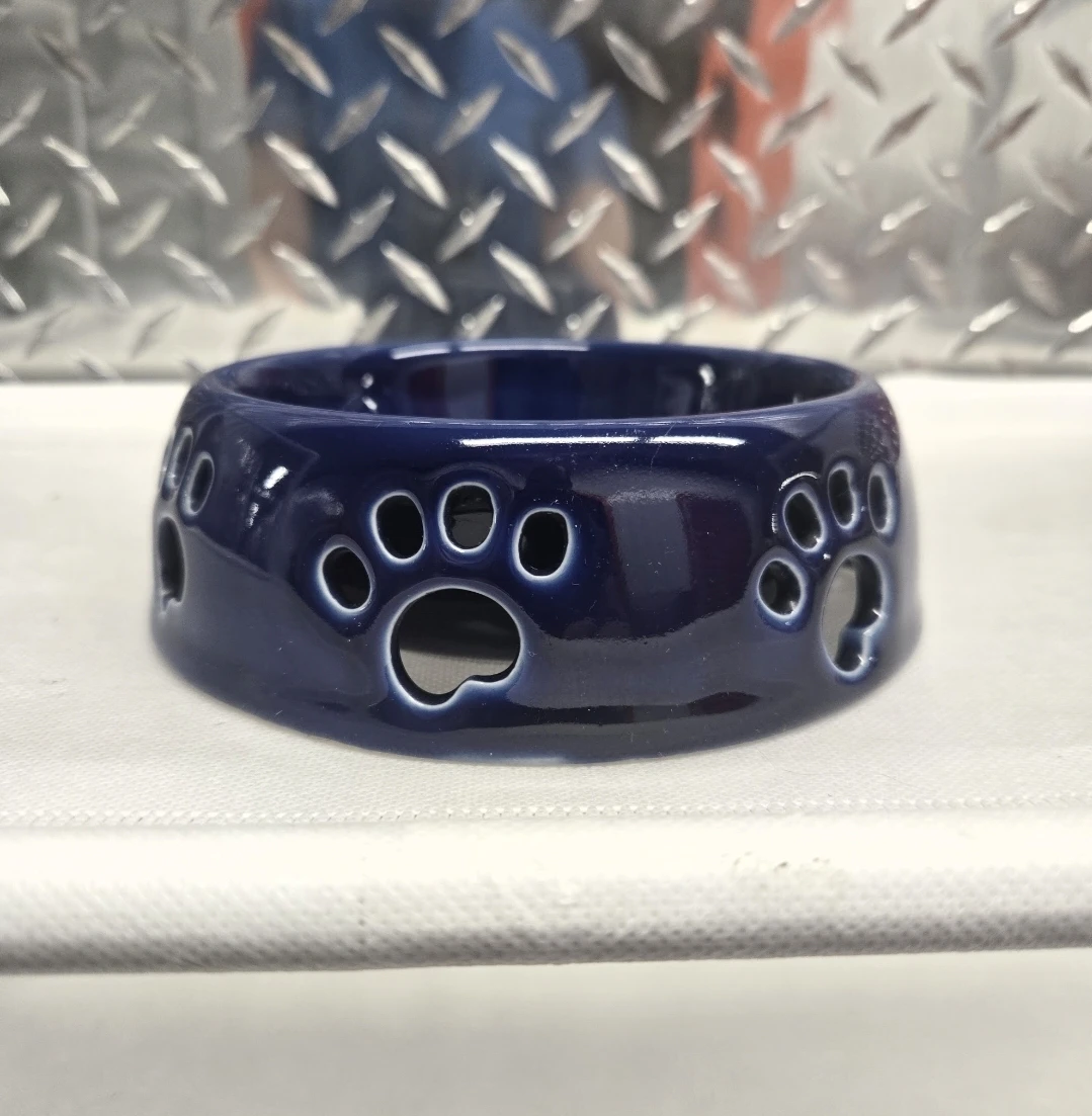 Ceramic Navy Blue Slow Feeder Pet Bowl – 5"