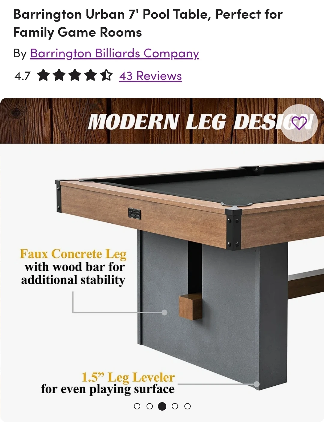 Barrington Urban 7' Pool Table - photo 4