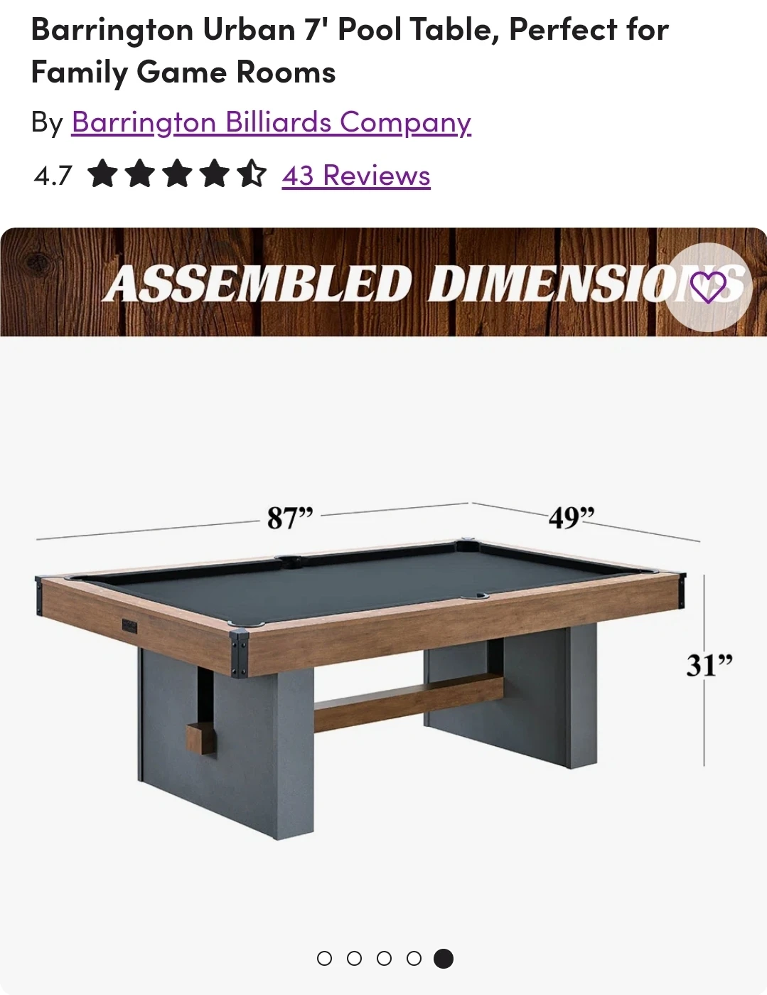 Barrington Urban 7' Pool Table - photo 5