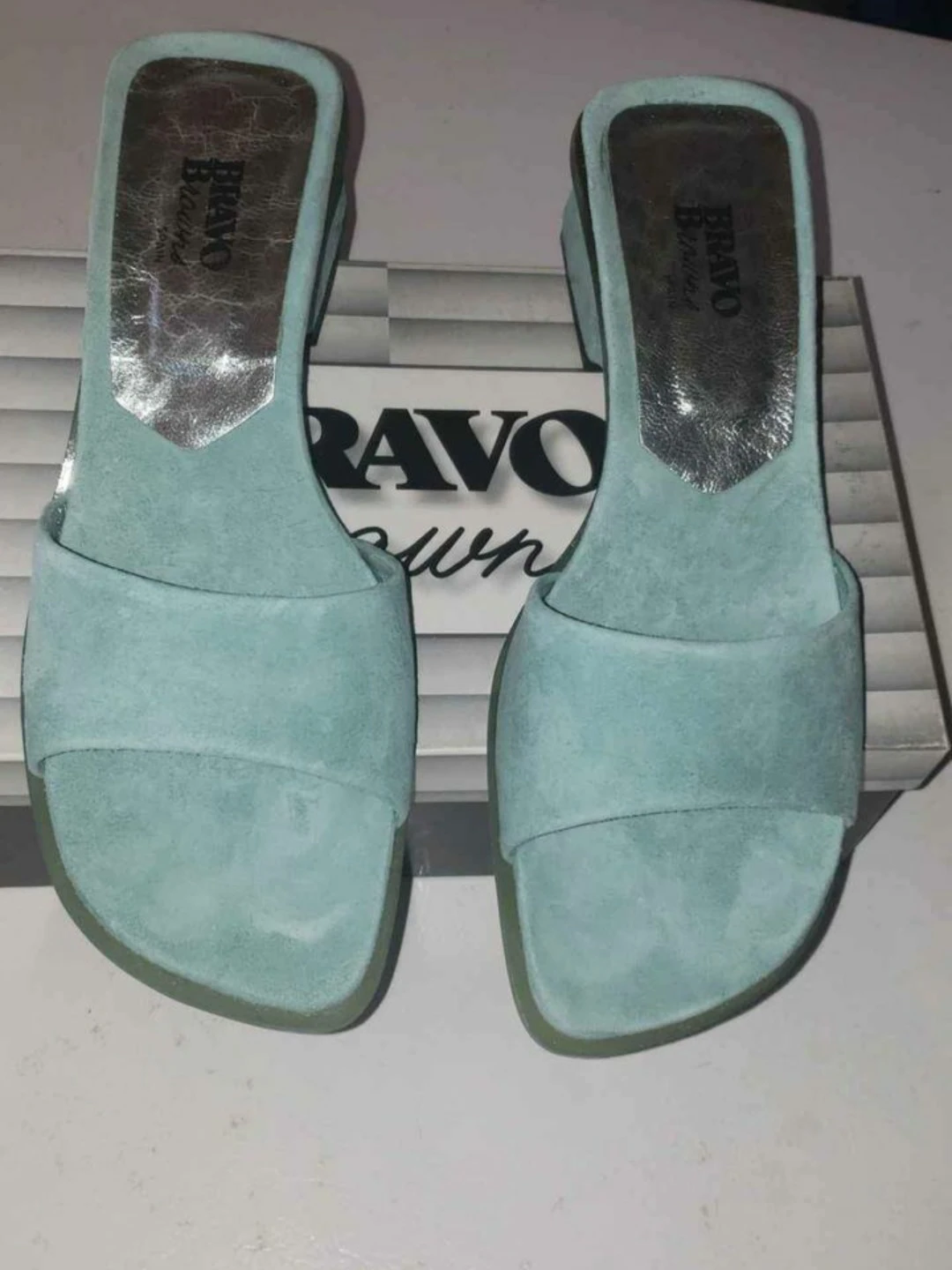 Bravo Italia Light Blue Suede Slip-On Heels Size 38