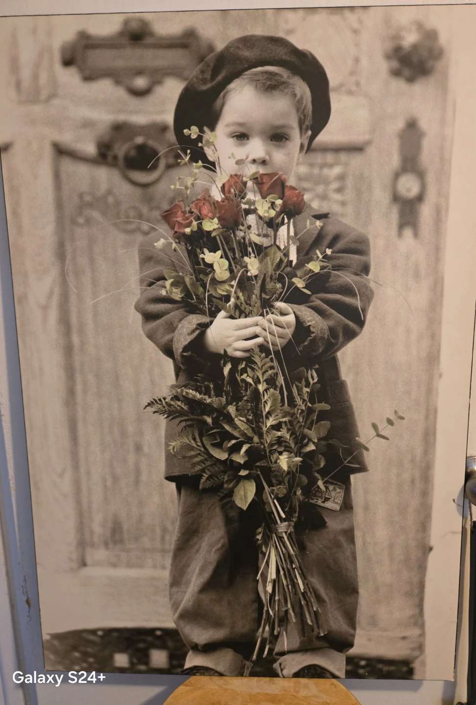 Vintage Style Wall Art Print - Boy with Roses