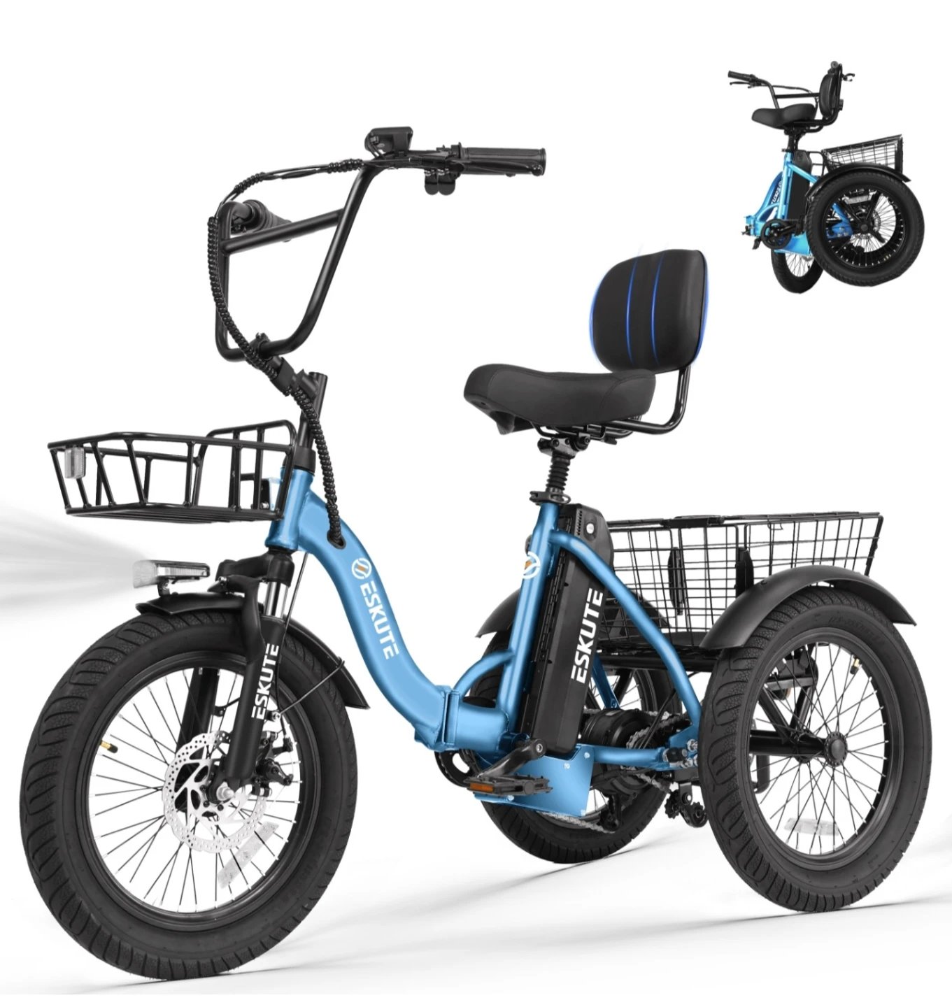 Eskute E-Bike T300 Trike Blue and Black - photo 2