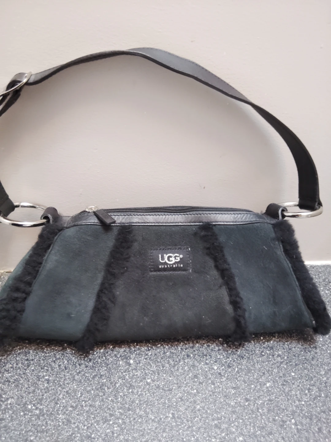 Authentic Vintage Y2K UGG Australia Black Shearling Shoulder Bag