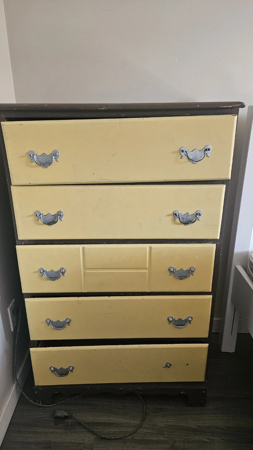 Vintage Yellow and Brown Dresser