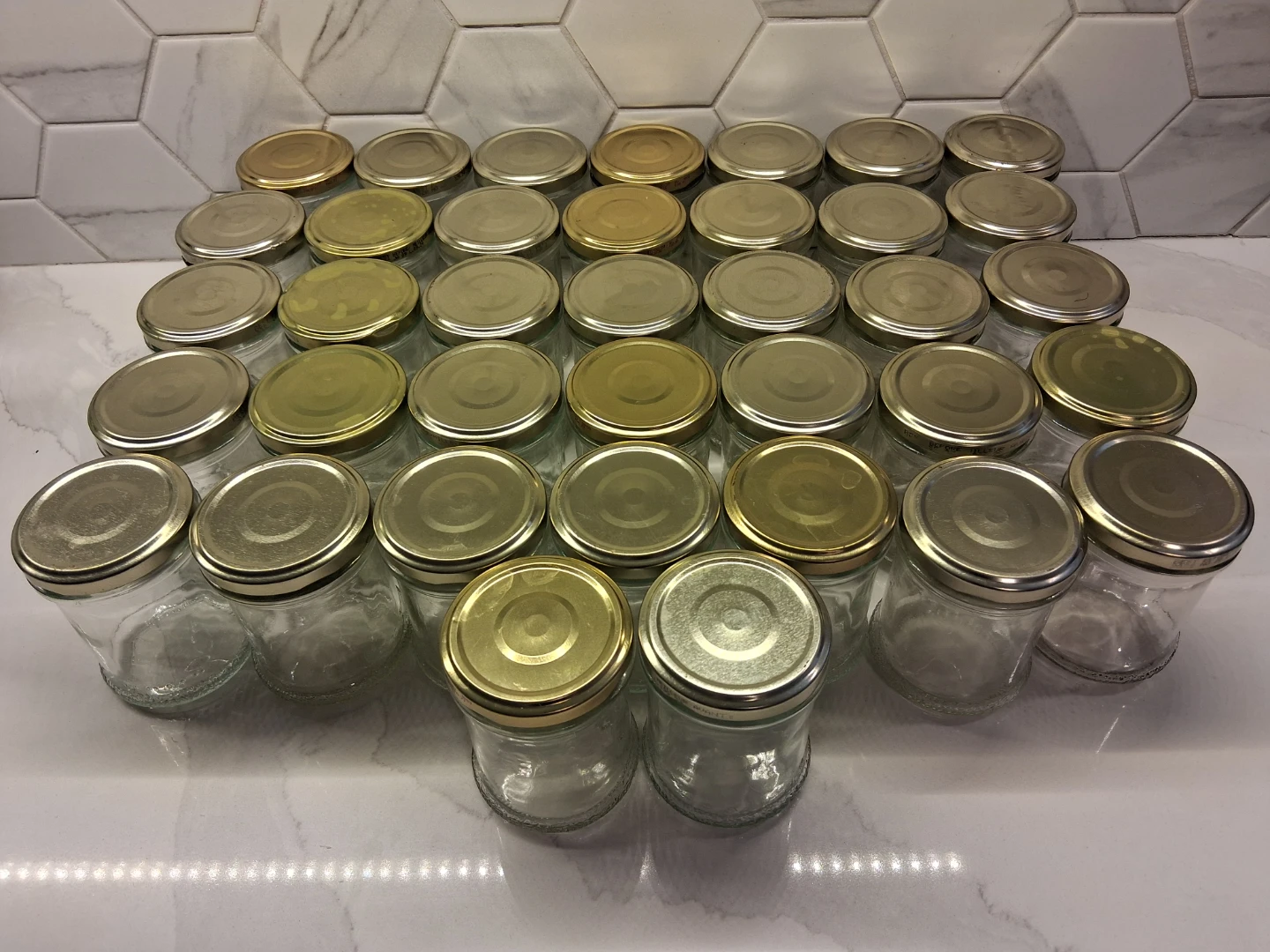 46 glass jars