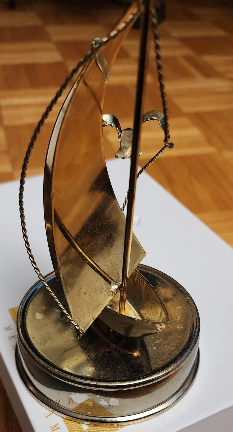 Vintage Wind-up Musical Brass Sailboat