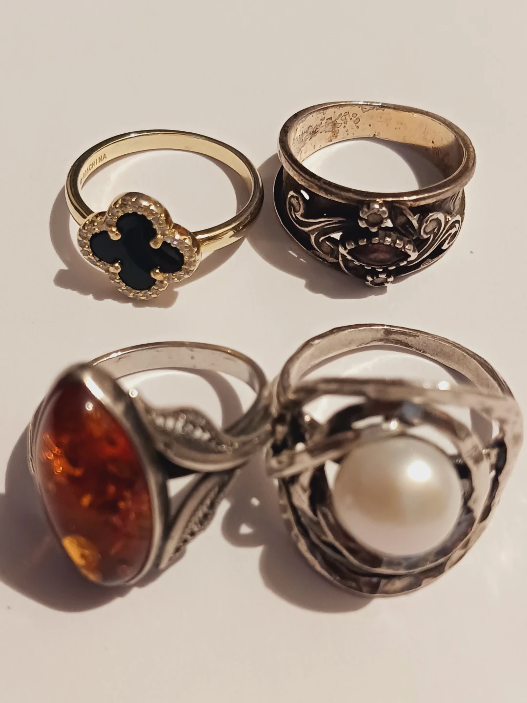 LOT OF 4 × STERLING SILVER 925 RINGS - photo 3