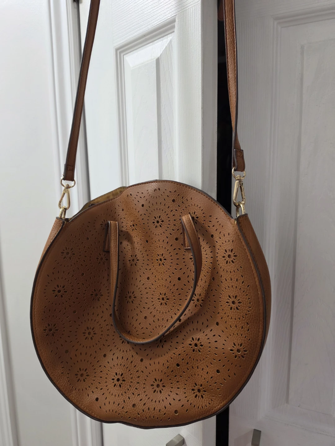 Brown Perforated Round Shoulder Bag - photo 2