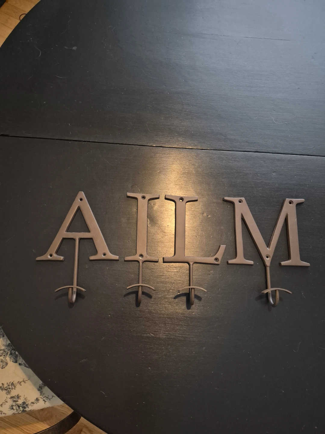 Set of 4 Metal Letter Hooks - A, I, L, M