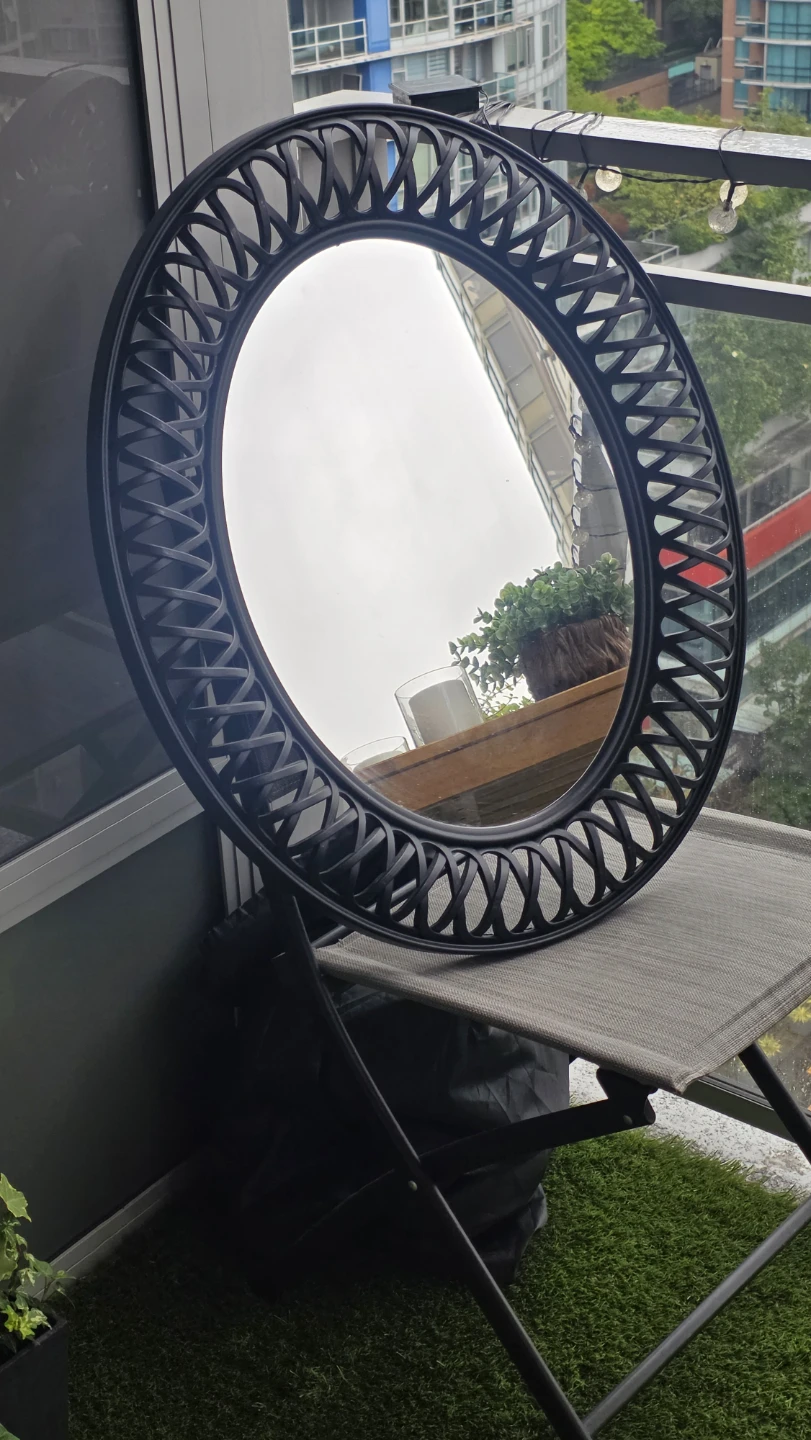 Oval Decorative Mirror with Black Frame