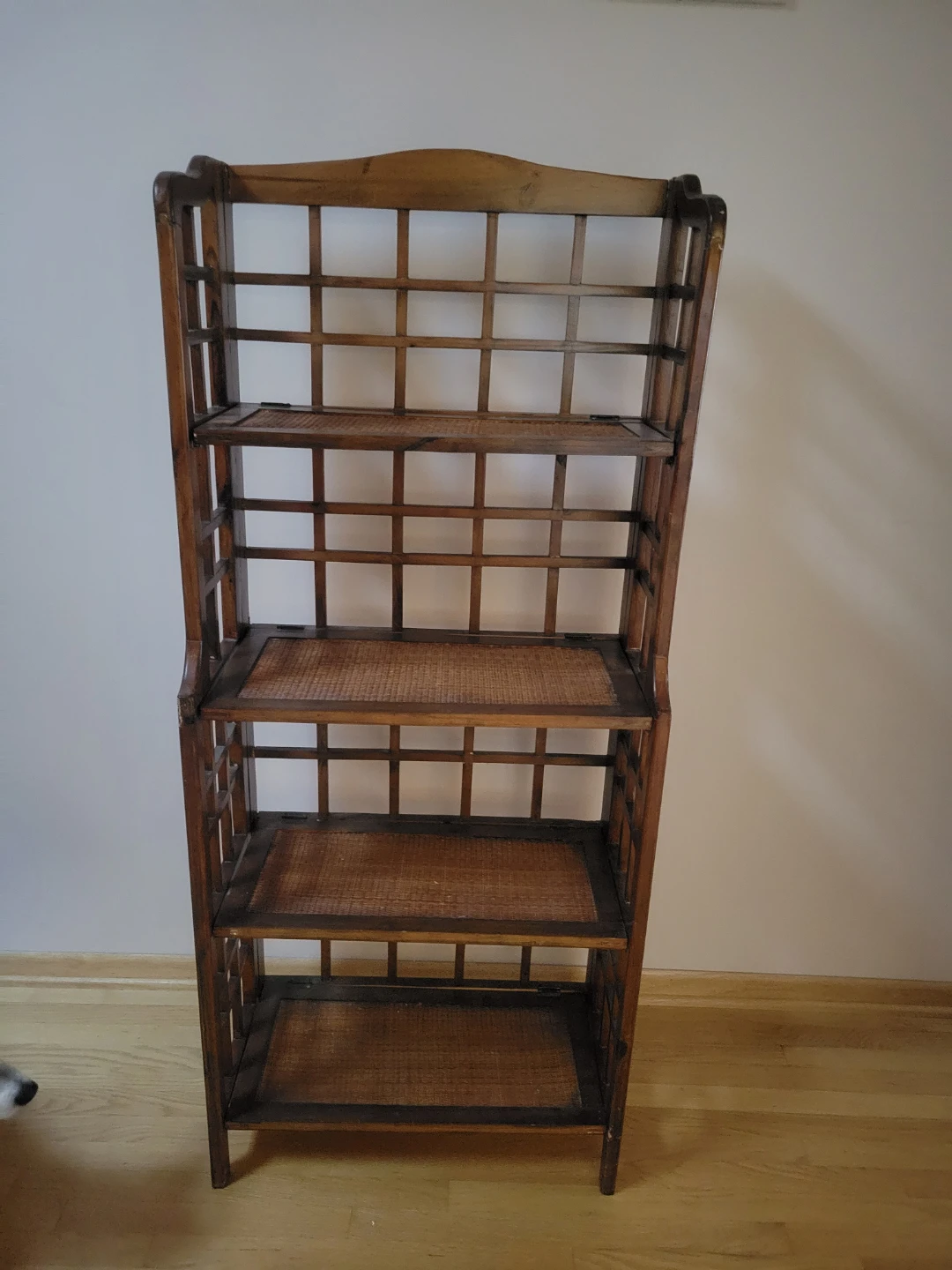 Wooden Shelf Unit with Cane Inserts - photo 3