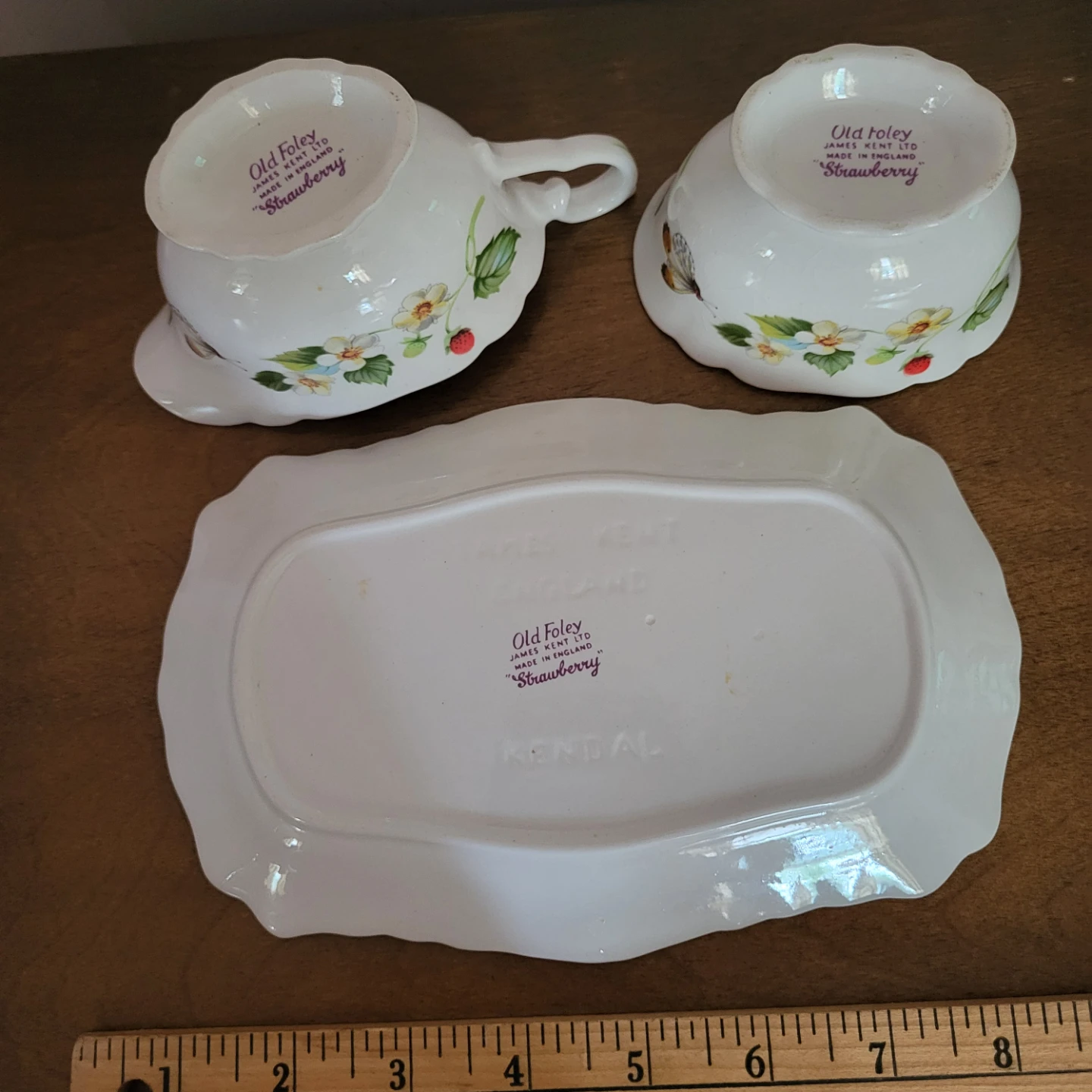 Old Foley James Kent "Strawberry" Creamer & Sugar Bowl Set - photo 5