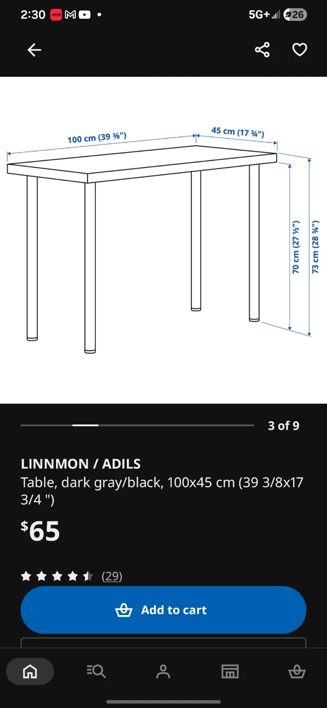 IKEA LINNMON / ADILS Grey Table with Red Orfjal Chair - photo 4