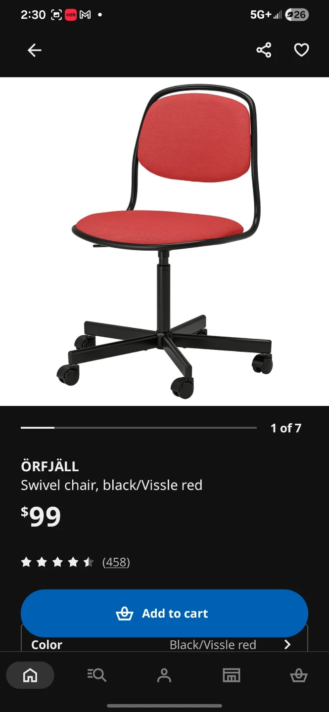 IKEA LINNMON / ADILS Grey Table with Red Orfjal Chair - photo 5