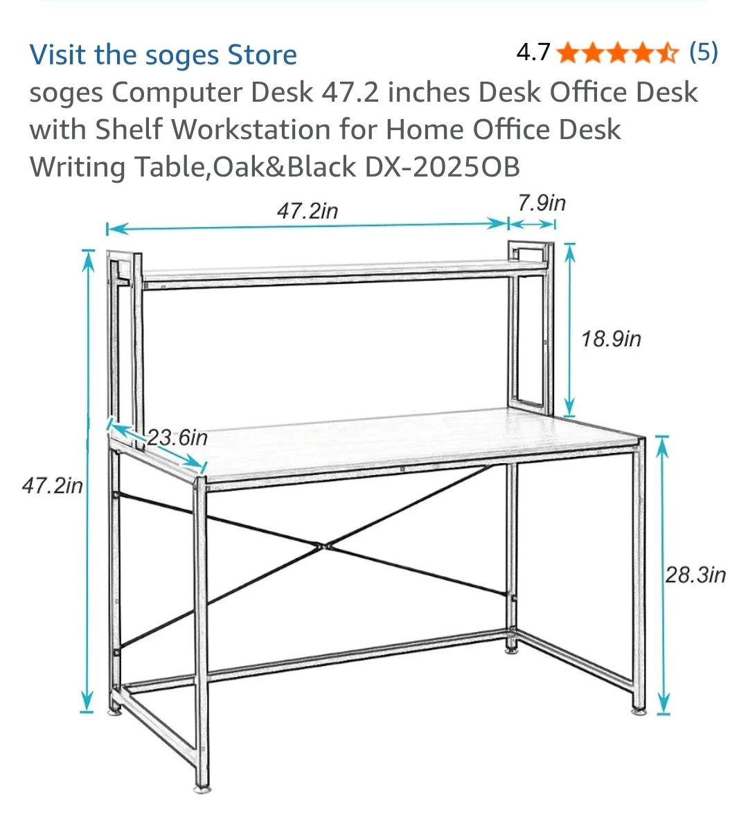 Modern Computer Desk with Built-in Top Shelf / Hutch - photo 5