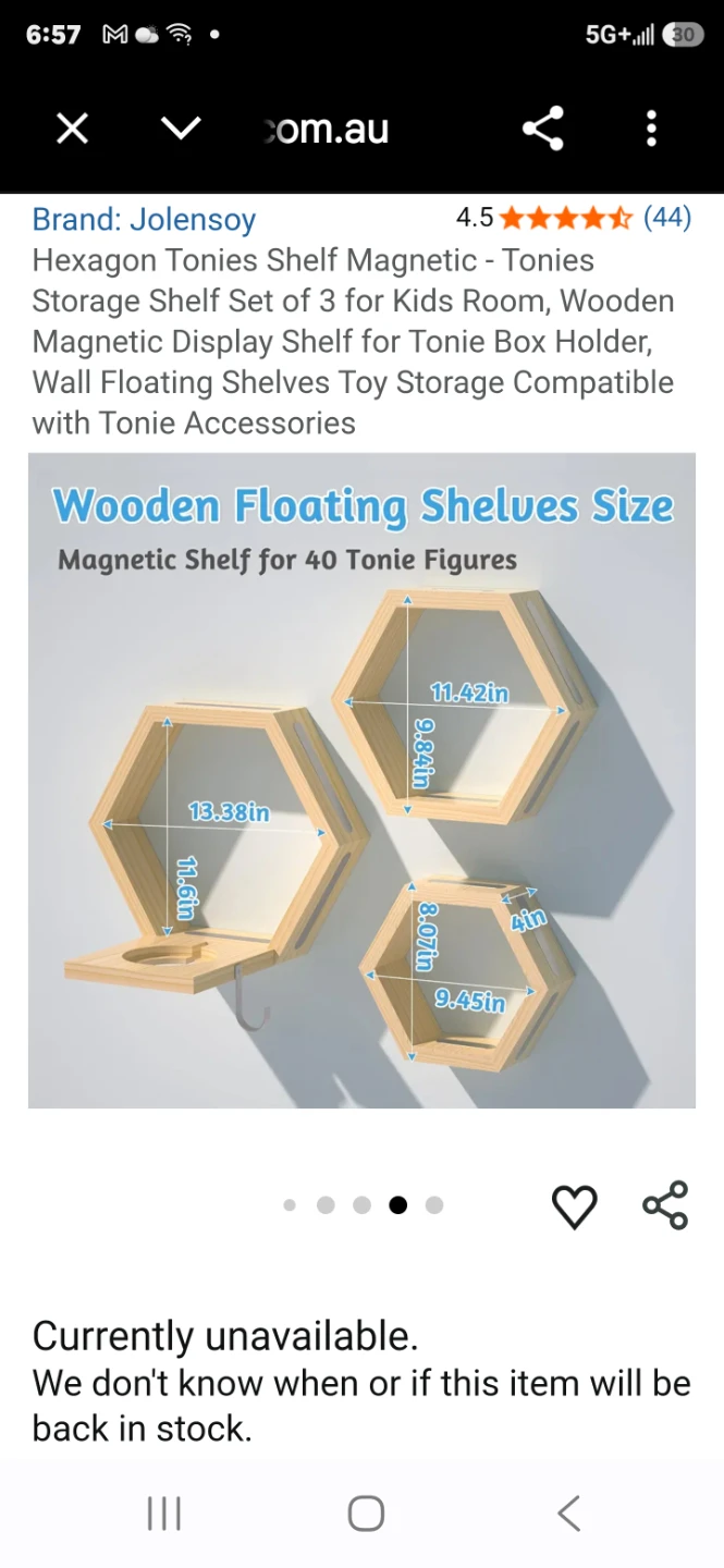Brand New $15 GIVILIO 3 Hexagon Tonie magnatic Shelf