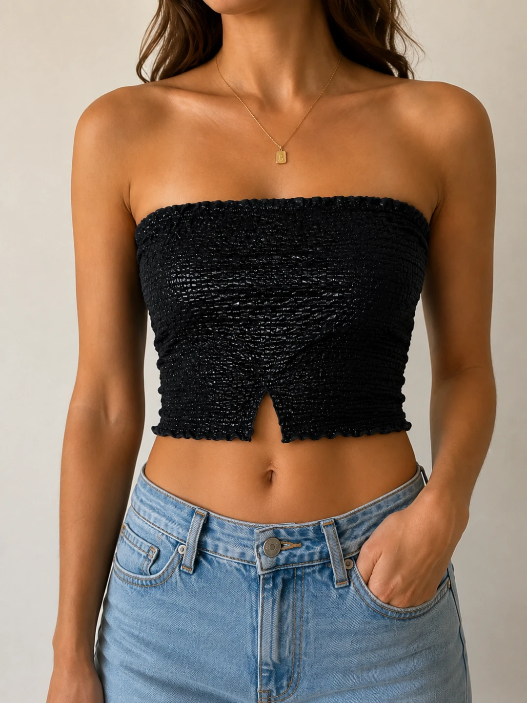 Cross-Over Black Tube Top XS