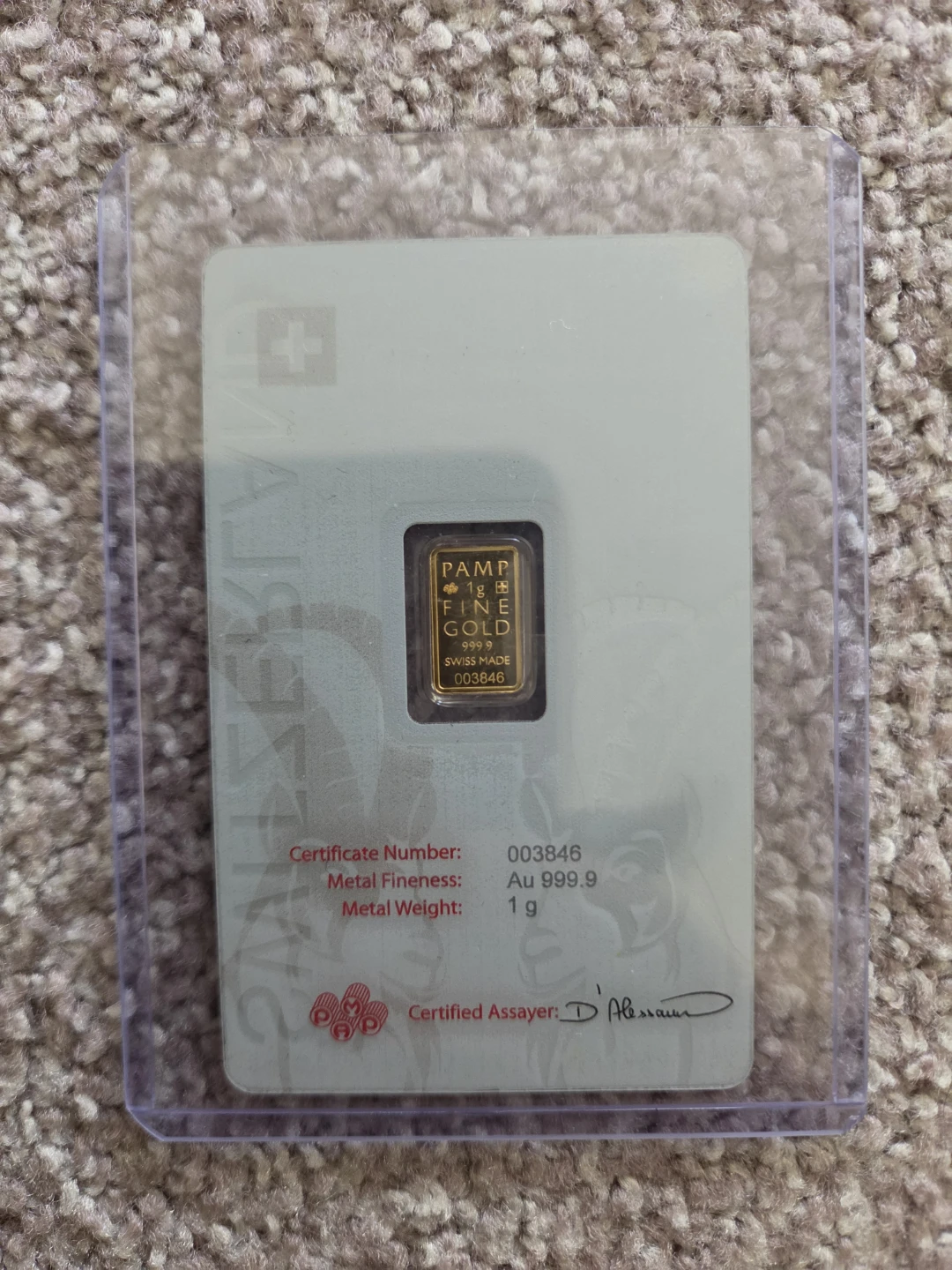 PAMP Suisse 1g Gold Bar .9999 Fine Gold Capricorn - photo 2