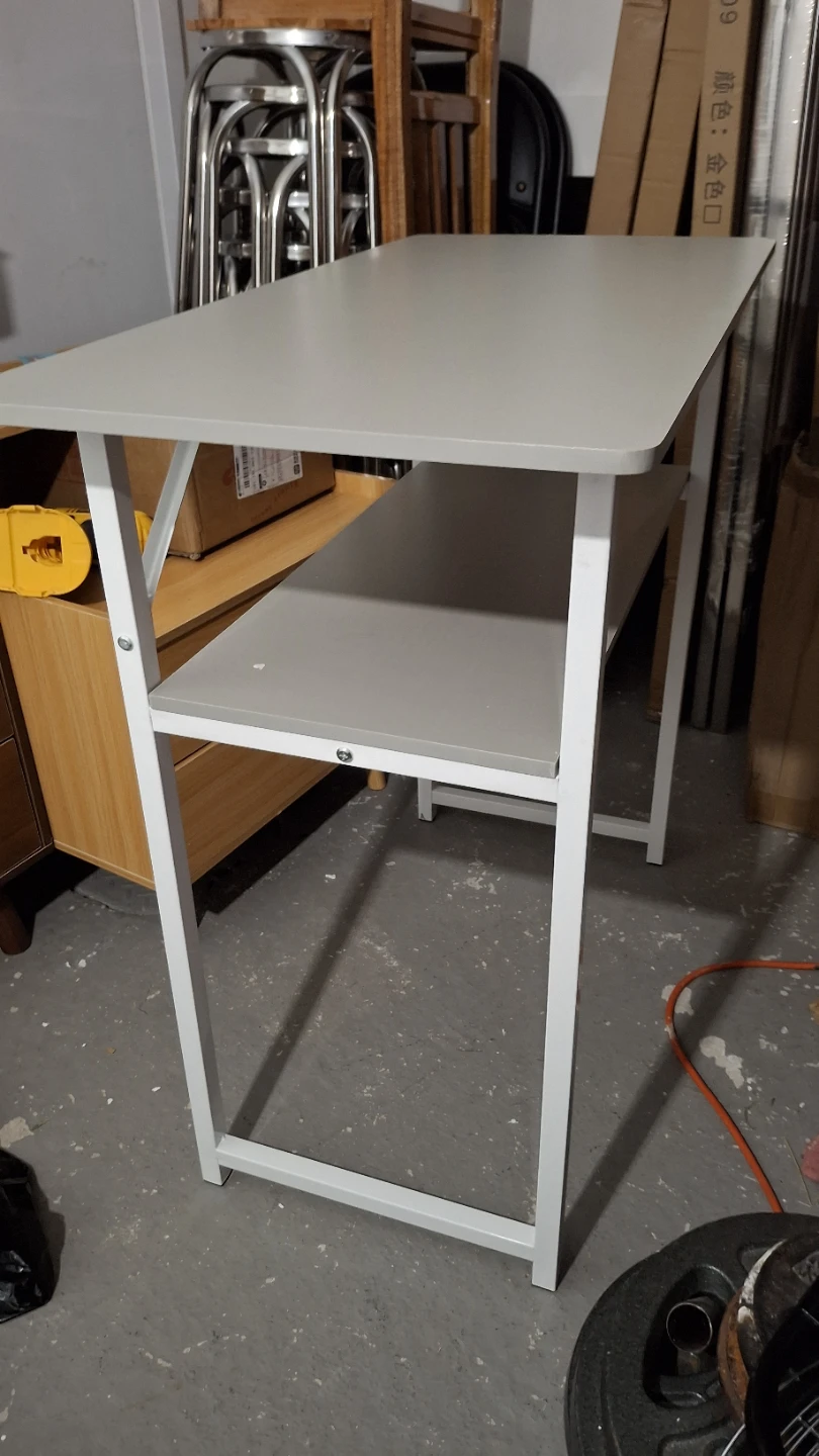 Light Grey Desk with Shelf 80x40x74cm